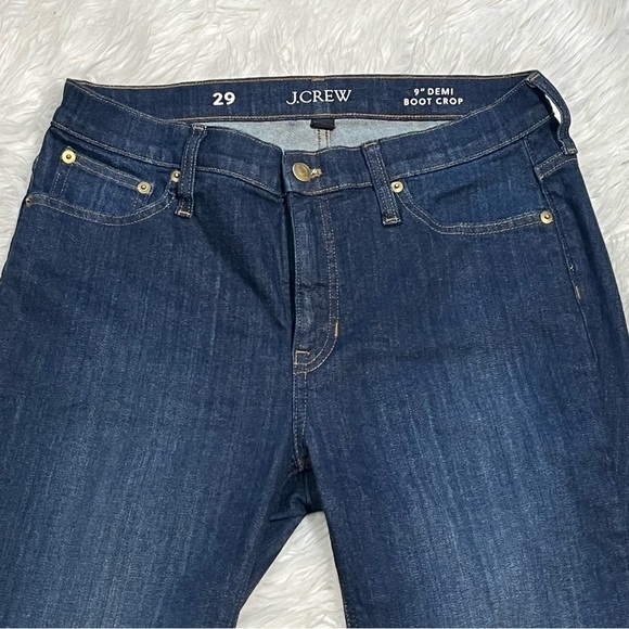 NWOT Boot Crop Raw Hem Mid Rise Denim Jeans Dark Wash - Picture 4 of 11